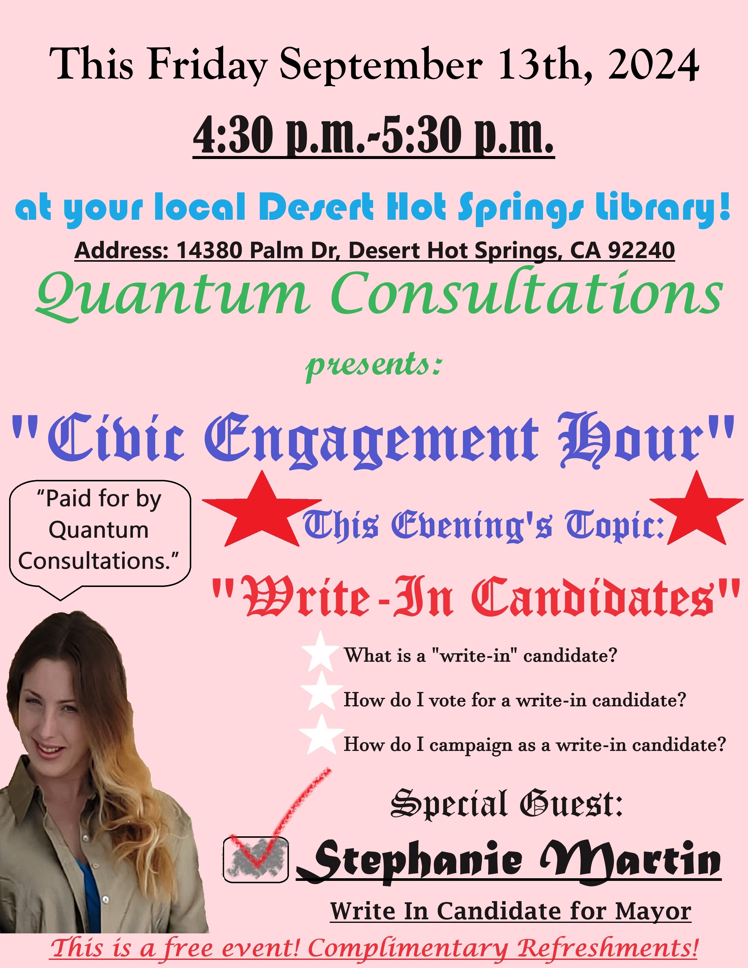 Flyer for Civic Engagement Hour